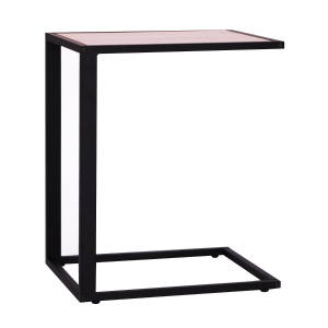 HOMCOM Mesa Lateral para sofá em estrutura de metal em forma de C para sala de estar e quarto 40,6x50,8x63,5 cm Cor de Noz