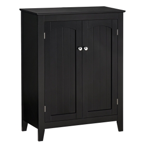 HOMCOM Aparador de Cozinha Móvel Auxiliar de Armazenamento com 2 Portas e Prateleiras Ajustáveis para Sala de Estar Entrada 70x30x90cm Preto