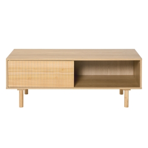 HOMCOM Mesa de Centro Moderna Mesa de Centro com 2 Compartimentos para Sala de Estar 110x50x41,5cm Madeira Natural