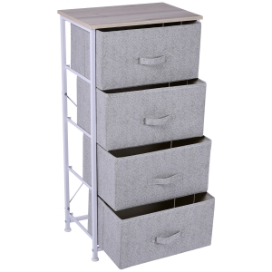HOMCOM Cómoda Organizador com 4 Gavetas de tecido para sala de estar quarto 45x30x92cm