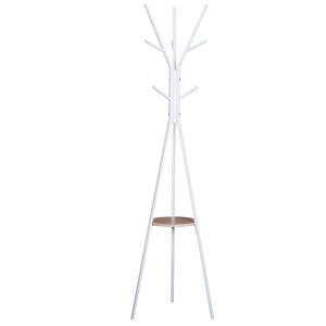 HOMCOM Cabide de Suporte de Metal para Pendurar Sacos de Roupa 9 Ganchos com Prateleira em Forma de Árvore Cabide Vintage 45x45x180cm Cinza Claro