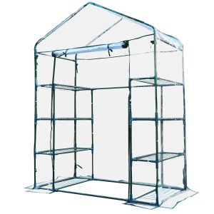 Outsunny Estufa de jardim Cabana para colheitas Plantas Tomates Flores 143x73x195cm Tampa de tubo de aço PVC