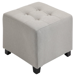 HOMCOM Banqueta Otomano Baixo Acolchoado Apoio para os pés com Pernas de Madeira Maciça 35x35x35 cm Bege