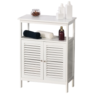 kleankin Armário de banheiro auxiliar com 2 portas Prateleiras 60x30x81,6 cm Branco