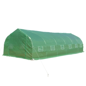 Outsunny Estufa Tipo Túnel 800x300x200cm com 12 Janelas e Porta Enrolável Cobertura de PE 140g/m² e Aço Teto Pontiagudo para Cultivo de Plantas Verduras Verde