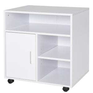 HOMCOM Armário para Escritório de Impressora com Espaço de Armazenamento e Rodas 60x50x65.5 cm