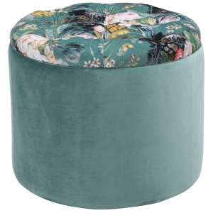 HOMCOM Banco de Armazenamento Puff Apoio para os Pés Redondo com Tampa Removível Acolchoado e Estofado para Sala de Estar Dormitório Φ50x38cm Turquesa