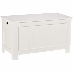 HOMCOM Armário de madeira para armazenamento de roupas brinquedos banco de armazenamento para sala de estar e banheiro carga de 20 kg branco 81 x 40 x 46 cm