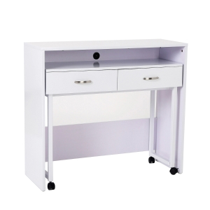 HOMCOM Mesa Dupla para Computador PC com Gavetas e Rodas 100x36x88cm Branco
