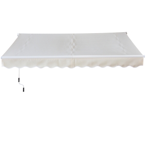 Outsunny Toldo para varanda pátio Terraço e jardim 395x245cm com braço articulado de alumínio e poliéster tecido de 280g/m2 Branco