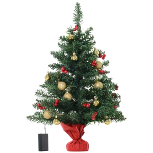 HOMCOM Mini Árvore de Natal 60cm Artificial Decoração de Natal de Pinheiro com Suporte Metálico 73 Ramos PVC Verde