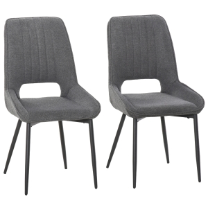 HOMCOM Conjunto de 2 Cadeiras de Sala de Jantar Estofadas em Linho Transpirável com Assento e Encosto Acolchoados Pés de Metal 59,5x50,5x92cm Cinza