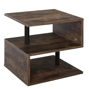 HOMCOM Mesa de centro em forma de S de estilo industrial vintage com 3 níveis 48x48x48 cm