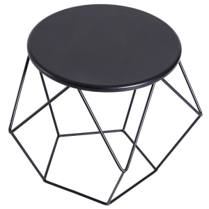 HOMCOM Mesa de Centro de Metal Mesa de Café Redonda Nórdica Minimalista Criativa Móveis para Sala de Jantar Mesa Auxiliar para Sofá na Sala de Estar 51x51x44cm