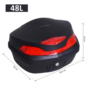 HOMCOM Baú Universal de Motocicleta 48L Com Chaves e Acessórios para Capacete 56.5x44x32cm preto e vermelho
