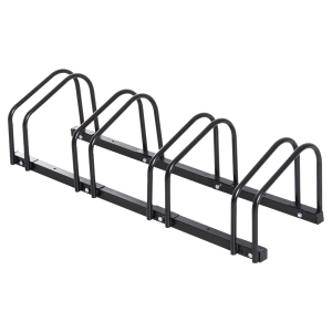 HOMCOM Estacionamento para 4 Bicicletas Suporte de Aço para Estacionar Bicicletas no chão para Interior e Exterior 100x33x27cm Preto