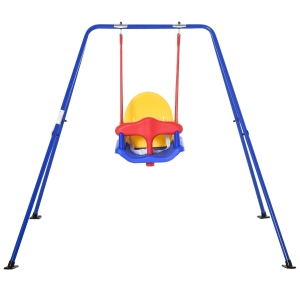 Outsunny Baloiço para crianças acima de 6 meses com suporte de metal e cinto de segurança com fivela para exterior máx. 30kg 140x110x120cm Multicolor
