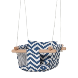 Outsunny Baloiço de bebê ajustável em altura com cinto de segurança interno e externo máx. 80 kg Madeira 40x40x180 cm Azul e Branco