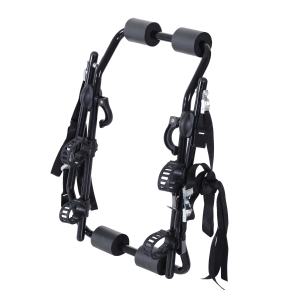 HOMCOM Suporte de bicicleta para bagageira dobrável com tiras de segurança Suporte para 2 bicicletas de até 70kg 75x50x10cm