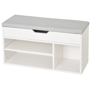 HOMCOM Sapateira com Assento Acolchoado Carga máxima de 120kg MDF 80x30x43cm Branco