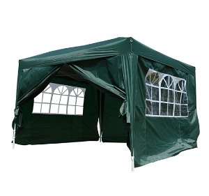 Outsunny Tenda para Festas 3x3m Tenda com Paredes Removíveis e Janelas Porta com Zíper Inclui Bolsa de Transporte para Jardim Exterior Verde