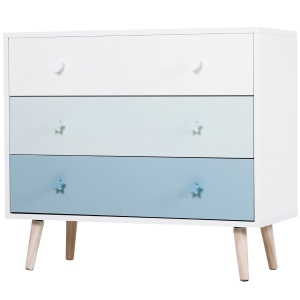 HOMCOM Cómoda infantil com 3 gavetas Cómoda com pernas para roupas ou brinquedos cor Azul