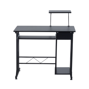 HomCom Secretária para Computador com 1 gaveta e bandeja de teclado para escritório Madeira MDF Ferro 90x50x95 cm Preto