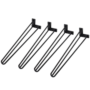 HOMCOM Pernas de mesa tipo pernas de garfo de 4 peças 3 hastes Pés de aço resistentes para móveis com protetores pretos Acessórios incluídos 12x12x71cm
