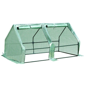 Outsunny Estufa para Jardim Terraço Viveiro para Jardim para Plantas com 2 Portas 180x90x90 cm Cor Verde Tubo de aço PE com janela