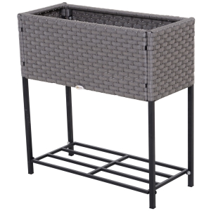 Outsunny Floreira Exterior para Horta Vertical Mesa de Cultivo Retangular para Varanda com Prateleira 70x30x72cm Cinza