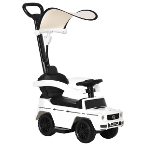 HOMCOM Carro de Passeio Carro Andador para Crianças acima de 12 Meses Mercedes G350 com Buzina Capô Removível Encosto e Suporte de Proteção 85,5x40,5x95cm Branco