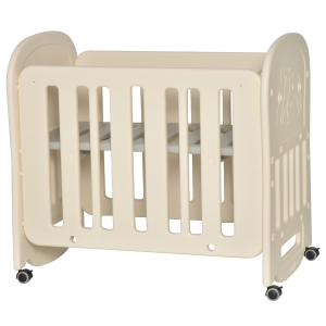 HOMCOM Berço para bebê 0-3 anos ajustável em 2 alturas conversível em balanço carga 25kg 107x70x100 cm bege