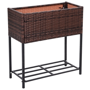 Outsunny Floreira Exterior para Horta Vertical Mesa de Cultivo Retangular para Varanda com Prateleira 70x30x72cm Marrom