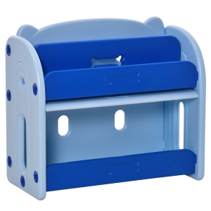 HOMCOM Estante Infantil de Brinquedos e Livros para Crianças com 2 Prateleiras e Caixa de Armazenamento com Tampa Dobrável para Habitação Infantil 70x33x62,5cm Azul