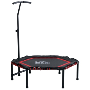 HOMCOM Trampolim Profissional Fitness Hexagonal Power Jump 122-130 -138 cm Guiador ajustável de 3 níveis Vermelho