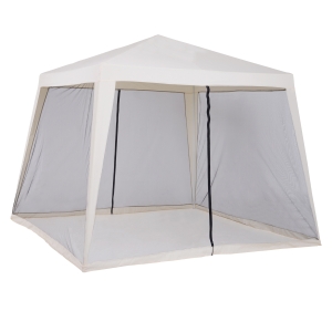 Outsunny Tenda 3x3x2,35 m com Painéis Laterais e Mosquitero Aço Exterior Poliéster Cor Bege