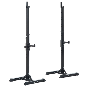HomCom Suporte de prateleira ajustável para barras e pesos Carga máxima 150 kg 52x48x108-163 cm Preto