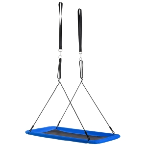 Outsunny Baloiço de jardim para crianças acima de 3 anos retangular carga até 150 kg com cordas ajustáveis Tecido Oxford 900D e metal 150x80x180 cm azul