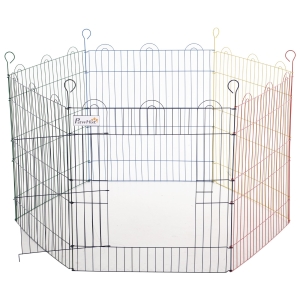 PawHut Parque de jogos para animais de estimação Dobrável Para Cães de 6 Painéis Ø120x60 cm Multicolor