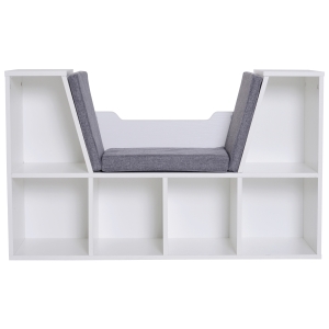 HOMCOM Estante com Assento 6 prateleiras em forma de cubo Livraria Infantil Original Sapateiro com Almofada Prateleira com bancada Multifinal 102x30x61cm