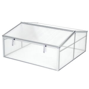 Outsunny Estufa de Jardim Alumínio Policarbonato Transparente Viveiro para Plantas Culturas 100x100x48 cm