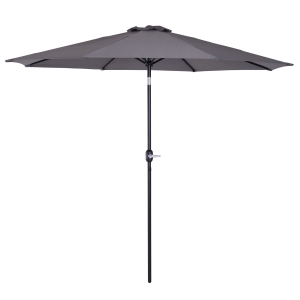 Outsunny Chapéu de Sol de Jardim Ø295x250cm com Manivela Chapéu de Sol Exterior com Mecanismo de Inclinação e Mastro Desmontável de Metal para Terraço Piscina Pátio Cinza Escuro