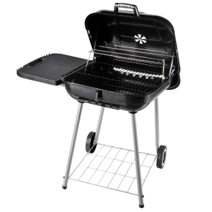 Outsunny Churrasqueira de carvão portátil com prateleiras e rodas para jardim piquenique 62x60x83 cm preto