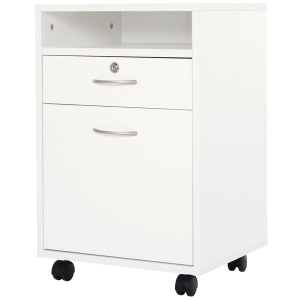 HOMCOM Gaveta para escritório com gaveta de 4 rodas com prateleira e armário de bloqueio 40x35x60cm Máximo 25kg