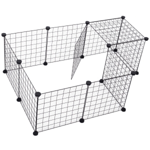 PawHut Cerca de metal para animais de estimação com 12 painéis Parque Metálico para Pequenos Animais Desmonvel Design DIY preto 106x73x36cm