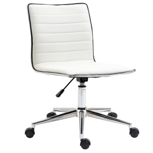 Vinsetto Cadeira de Escritório Ergonômica Giratória com Altura Ajustável Encosto Estofado em Couro Sintético Carga 120kg 47x57x76,5-86,5cm Branco