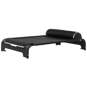 PawHut Cama Elevada para Animais de estimação Cães Gatos Tela Transpirável com Almofada Removível Exterior Interior Jardim Terraço 91x60x23cm Preto