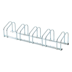 HOMCOM Estacionamento para 5 Bicicletas Suporte de Aço para Estacionar Bicicletas no Chão para Interior e Exterior 130x33x27cm Prata