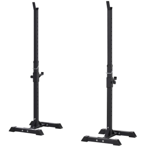 HOMCOM Suporte para Barra de Pesos Ajustável Estante de Aço para Levantamento de Pesos Carga Máx. 150kg Treinamento em Academia Casa 50x49x124-154cm Preto
