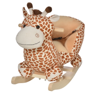 HomCom Cavalo de balanço desenho girafa para bebê acima de 18 meses 60x33x45cm